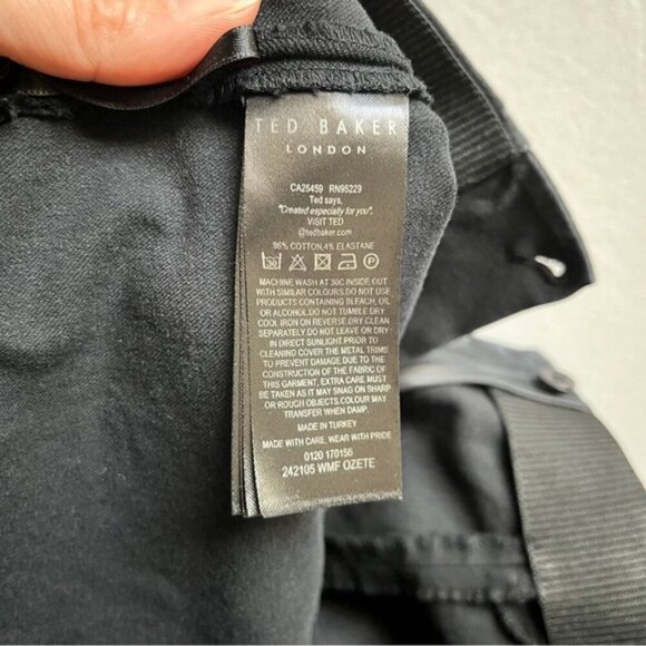 Ted Baker London classic black flat front cotton trousers Sz 31 - Picture 8 of 13